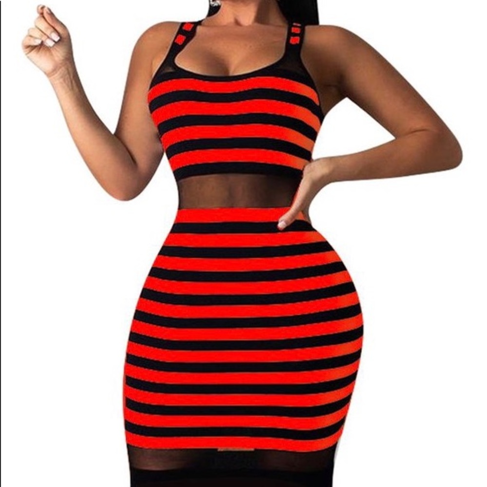 NEW!! 2022 Red/Black Ankle length dress